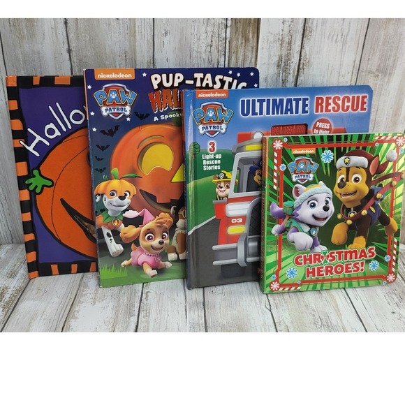 4 Paw Patrol Halloween Christmas Sound Books Lot Funny Faces Jack Bundle - Picture 3 of 5